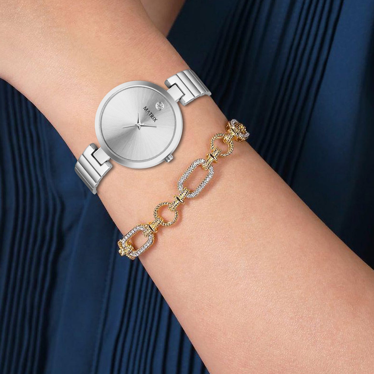 BLUSH Stone Stud Bracelet Style Analog Watch for Women