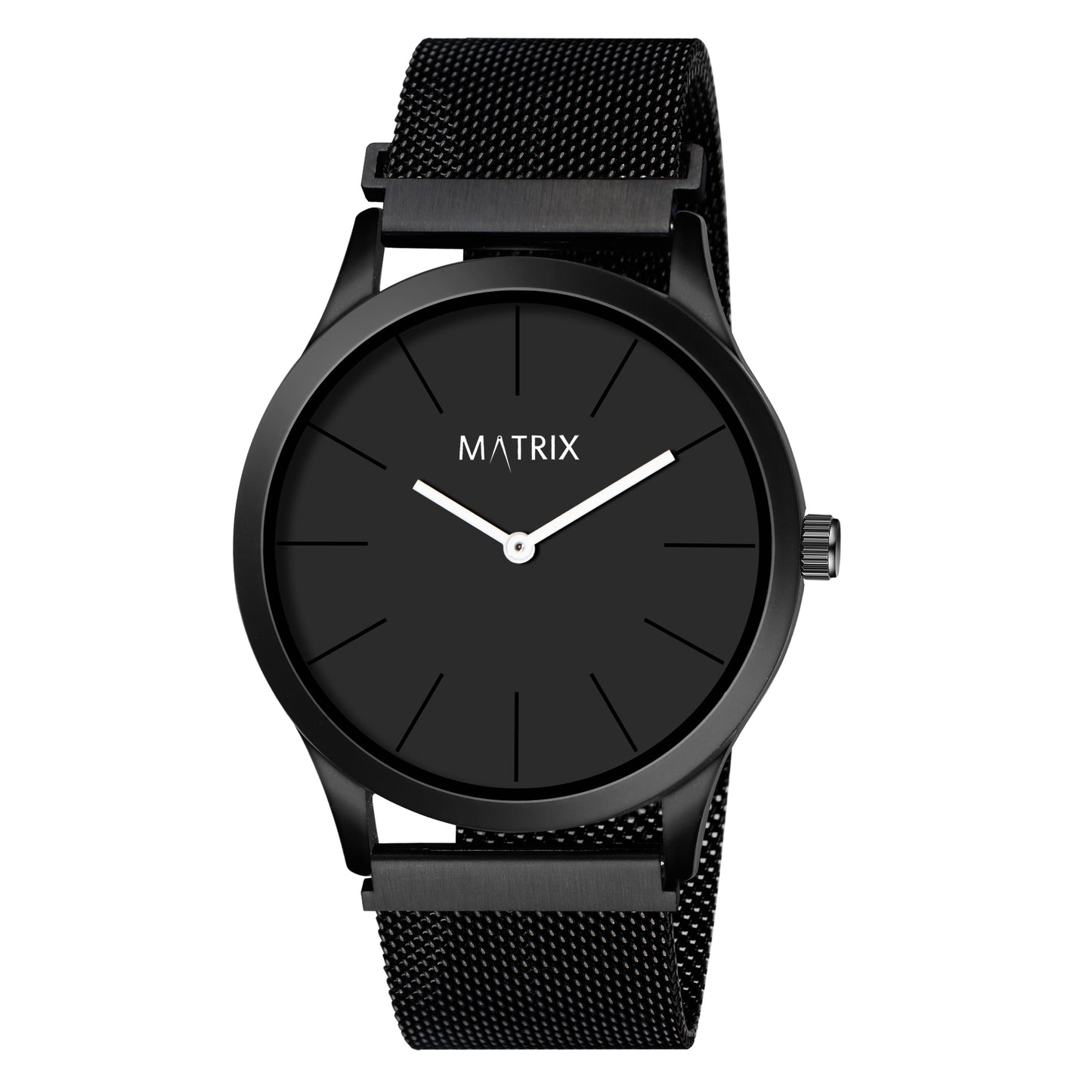Matrix Minimalist Black Dial With Magnetic Mesh Chain Analog Watch For Men & Boys