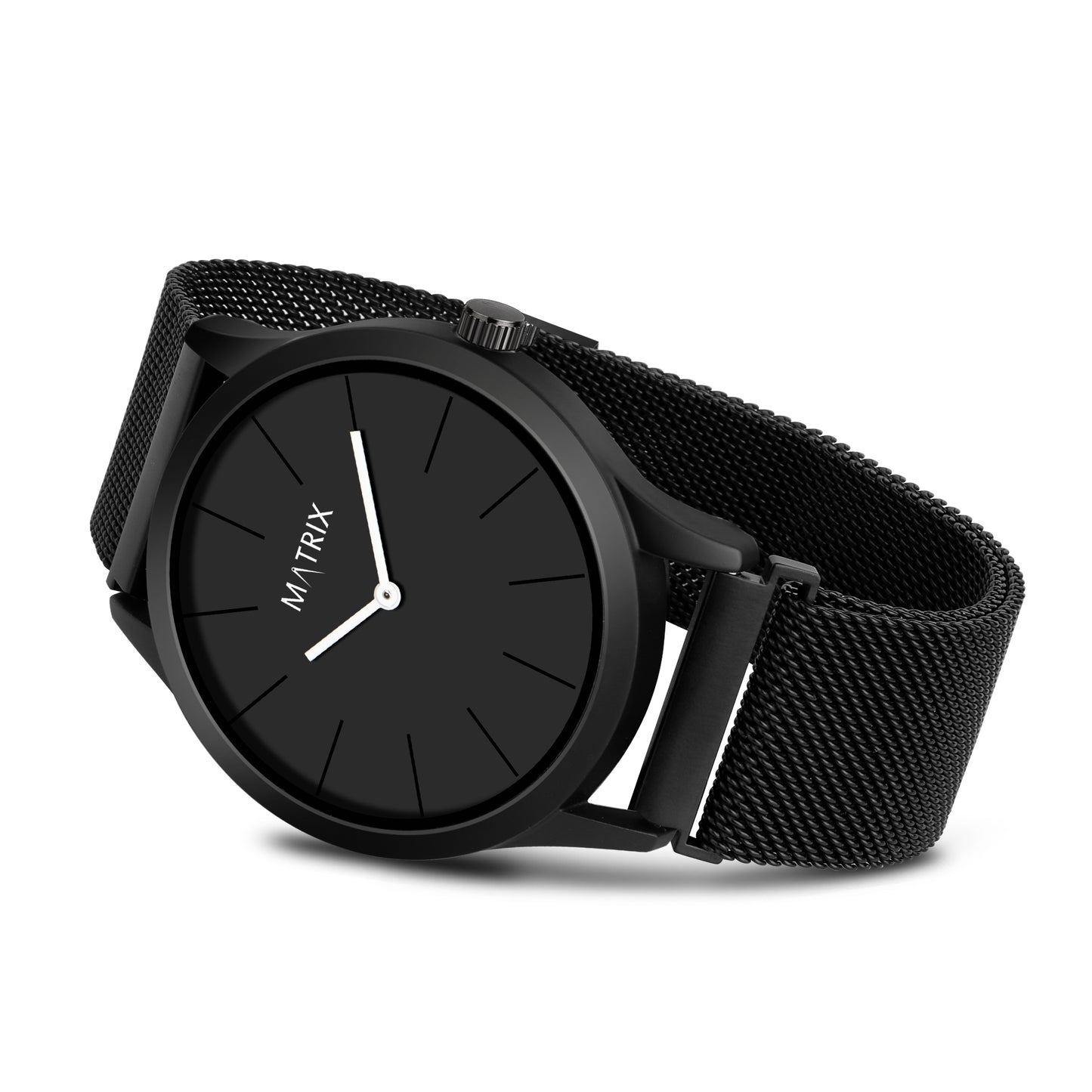 Matrix Minimalist Black Dial With Magnetic Mesh Chain Analog Watch For Men & Boys