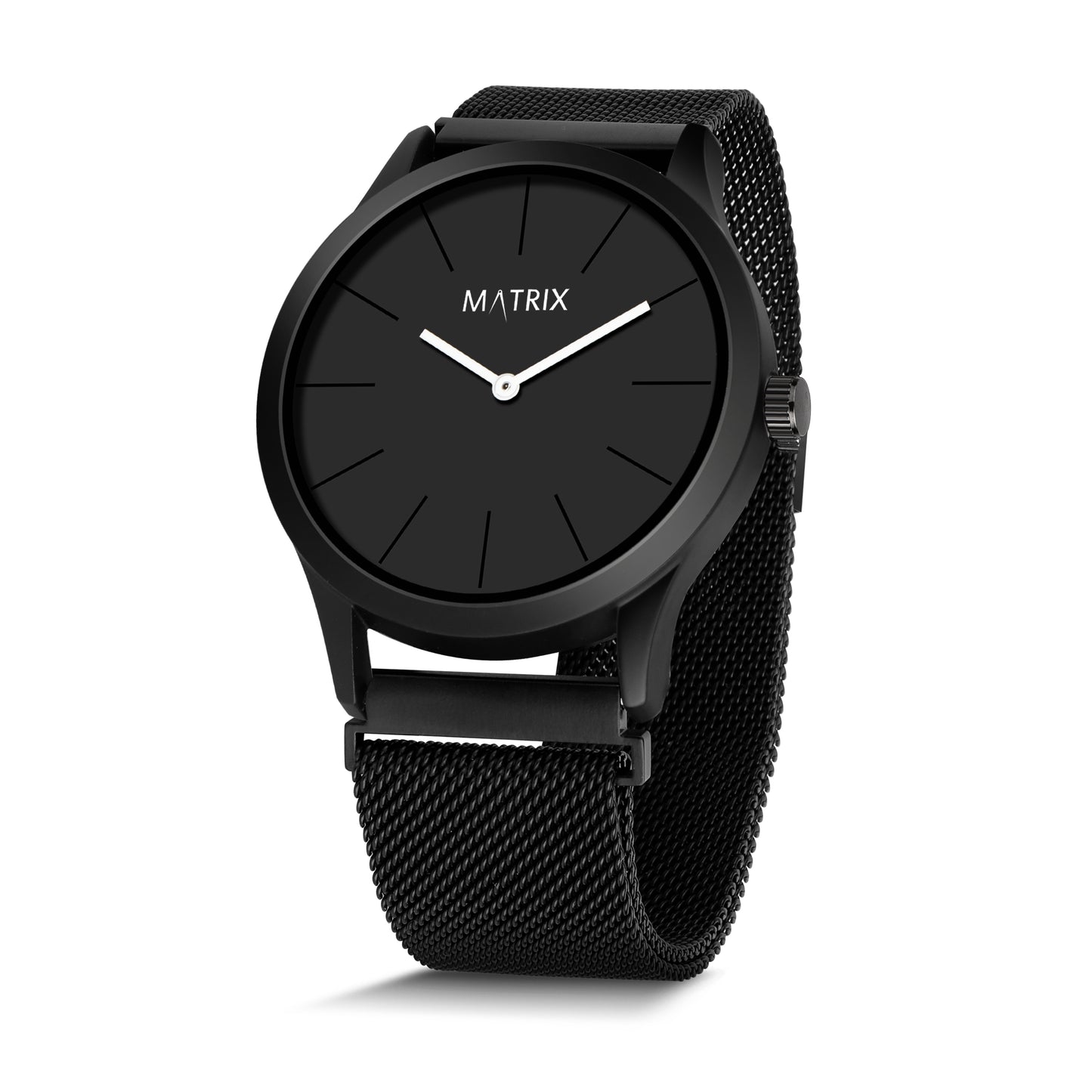 Matrix Minimalist Black Dial With Magnetic Mesh Chain Analog Watch For Men & Boys