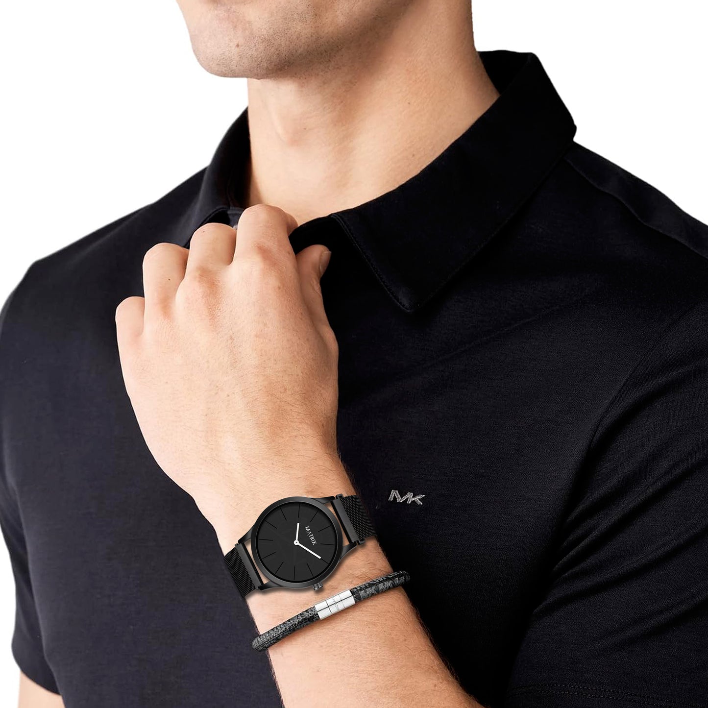 Matrix Minimalist Black Dial With Magnetic Mesh Chain Analog Watch For Men & Boys