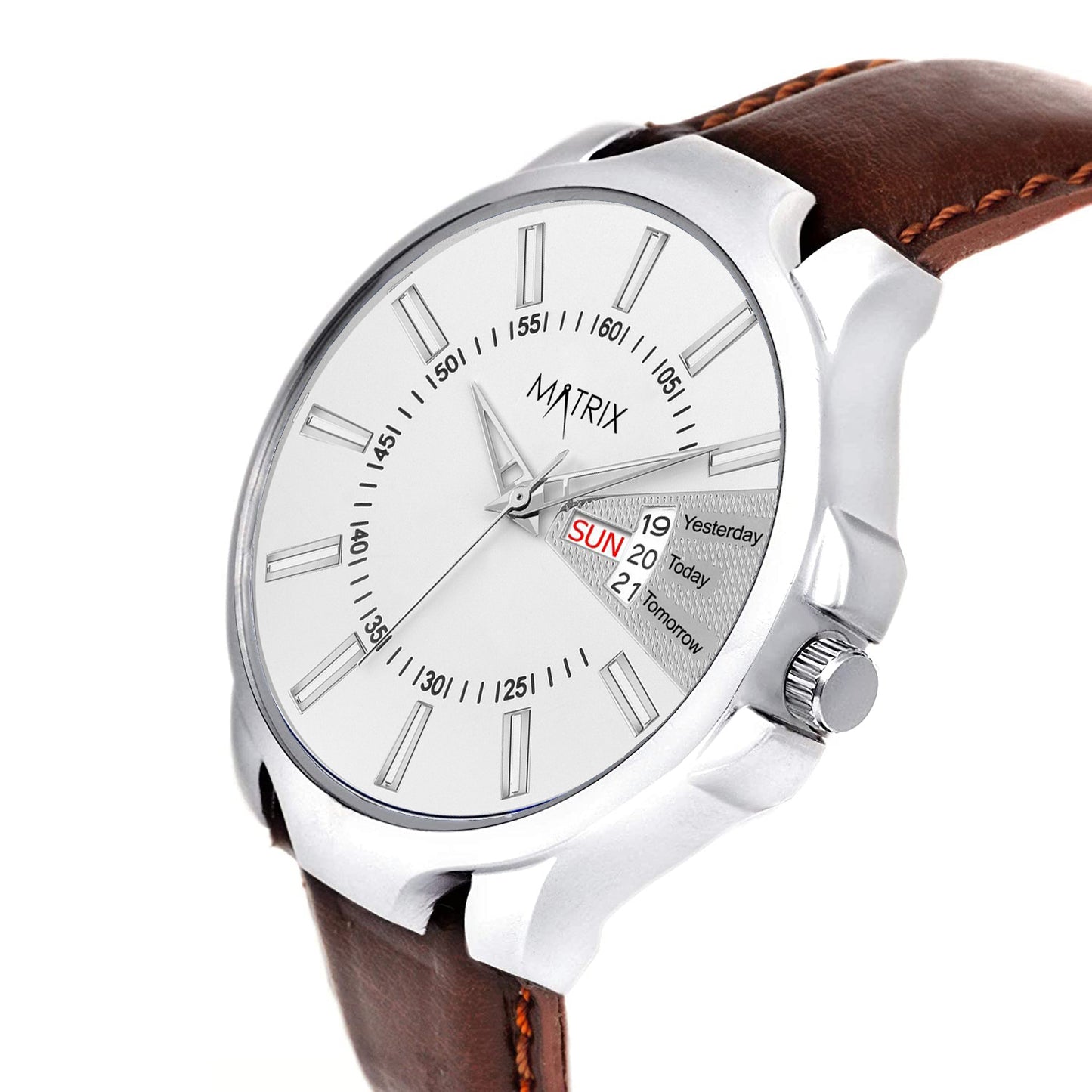Matrix Leather Antique 3.0 Collection Day & Date Wrist Analog Watch For Men & Boys
