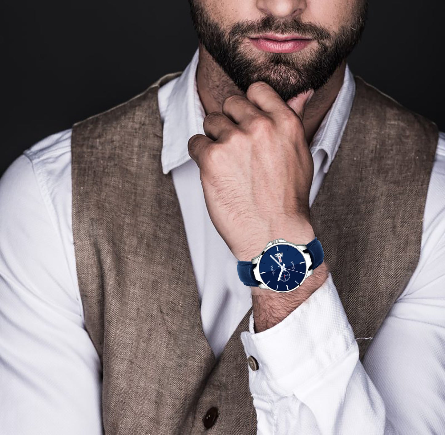 Matrix Classic Black Dial Leather Strap Analog Watch for Men