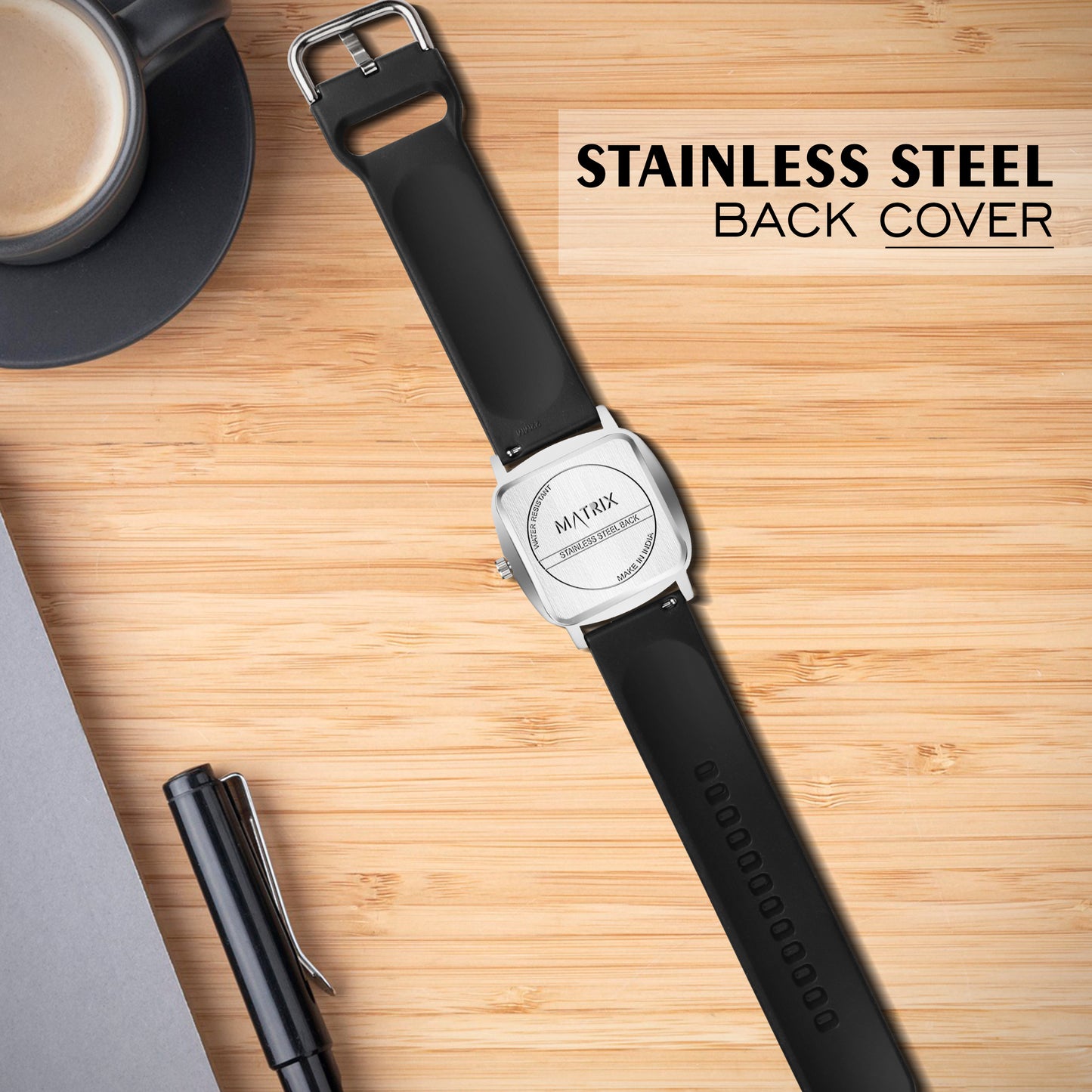 Matrix Iconic Square Dial Silicone Strap Analog Watch for Men