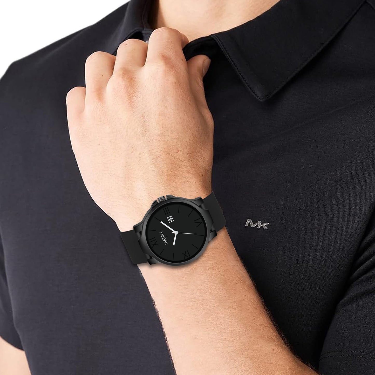 Matrix Dark Edition Day Display Silicone Strap Analog Watch for Men