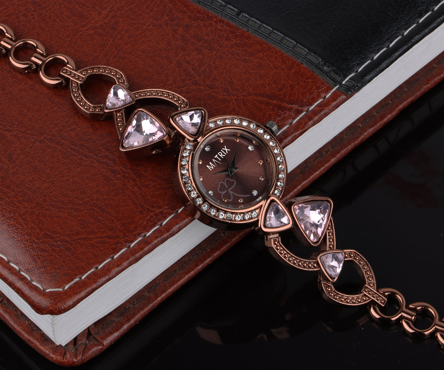 Matrix DAISY Stone Studded Bracelet Analog Watch for Women