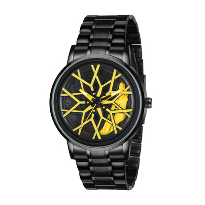 MotionX Spinning Car Wheel Dial Chain Strap Analog Watch for Men