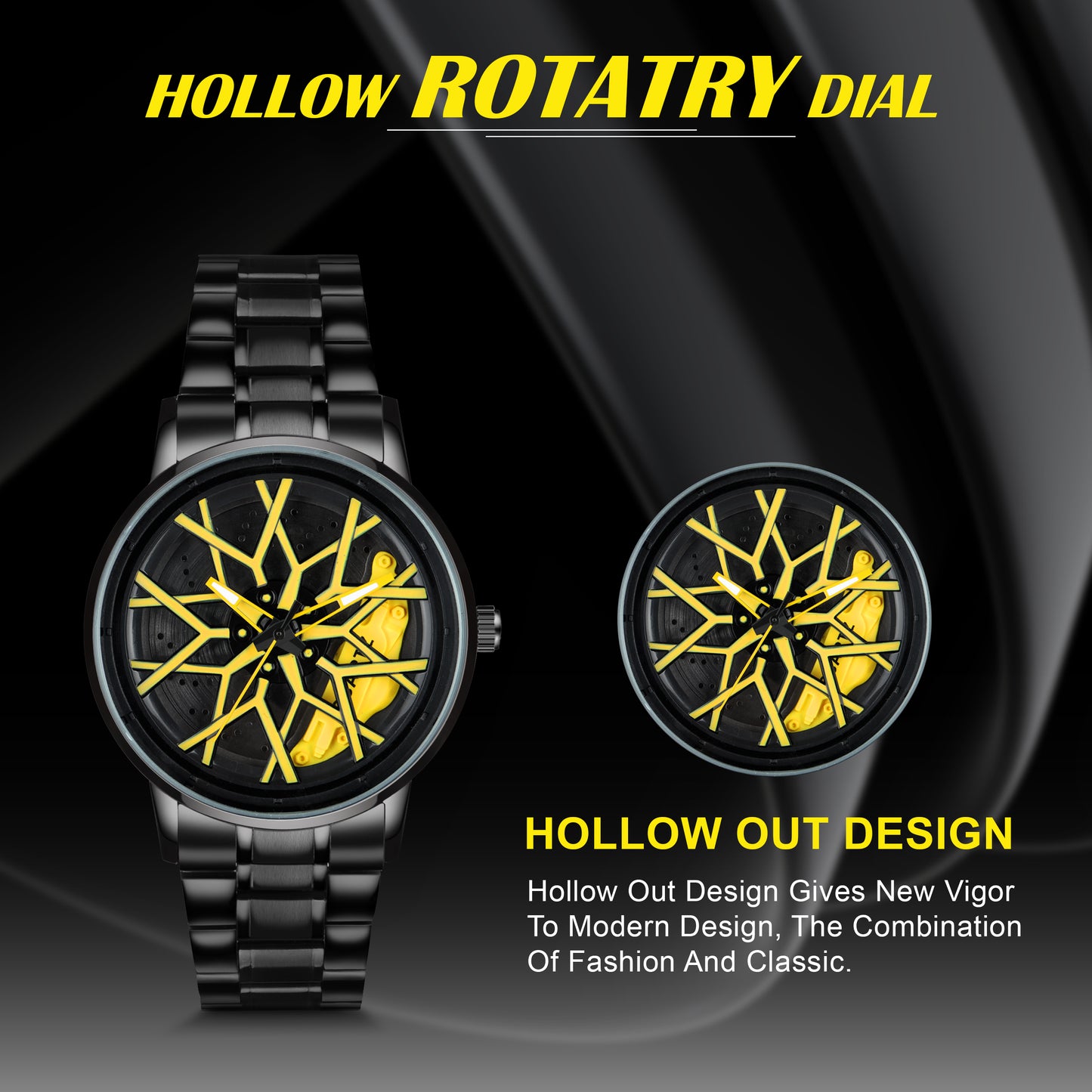 MotionX Spinning Car Wheel Dial Chain Strap Analog Watch for Men