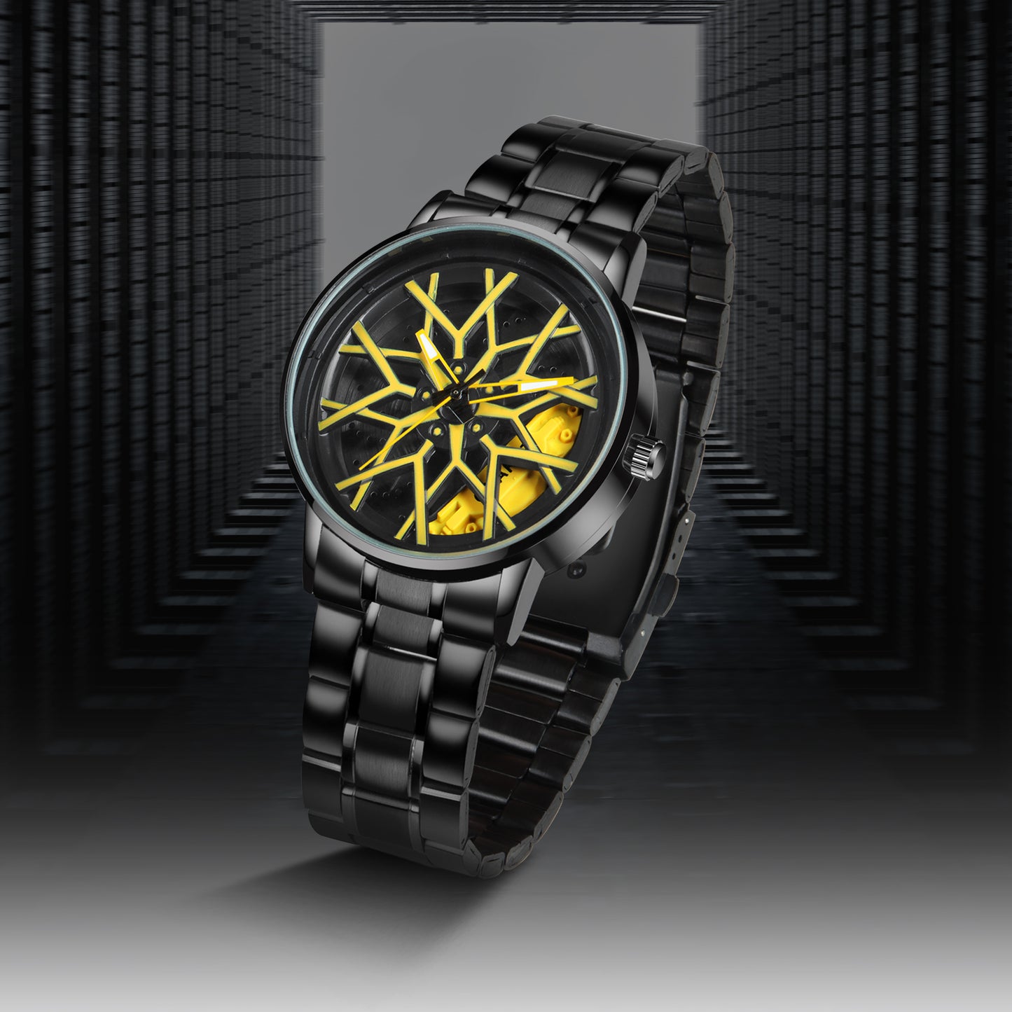 MotionX Spinning Car Wheel Dial Chain Strap Analog Watch for Men