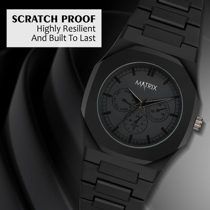 Matrix Arabian | Black Aura Dial & Polycarbonate Strap Analog Watch for Men & Boys (Cardinal Numbers)