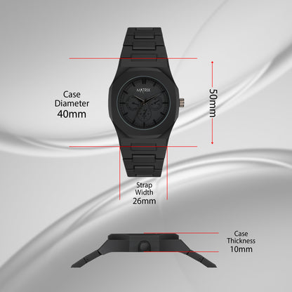 Matrix Arabian | Black Aura Dial & Polycarbonate Strap Analog Watch for Men & Boys (Cardinal Numbers)