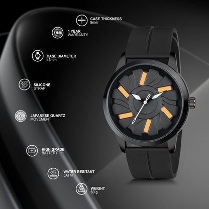 MotionX Rotating Dial With Radium Inside Black Mens Analog Watch