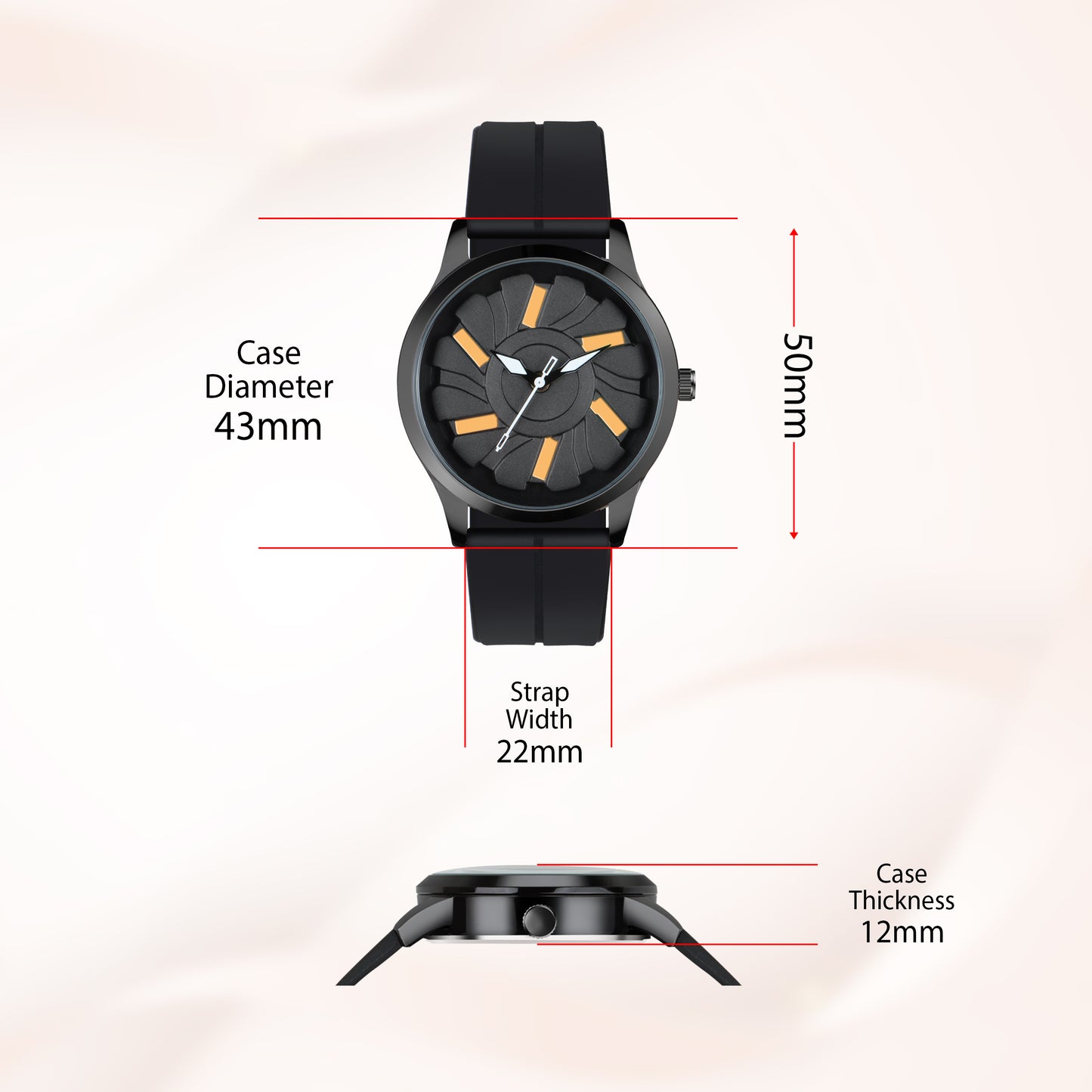 MotionX Rotating Dial With Radium Inside Black Mens Analog Watch