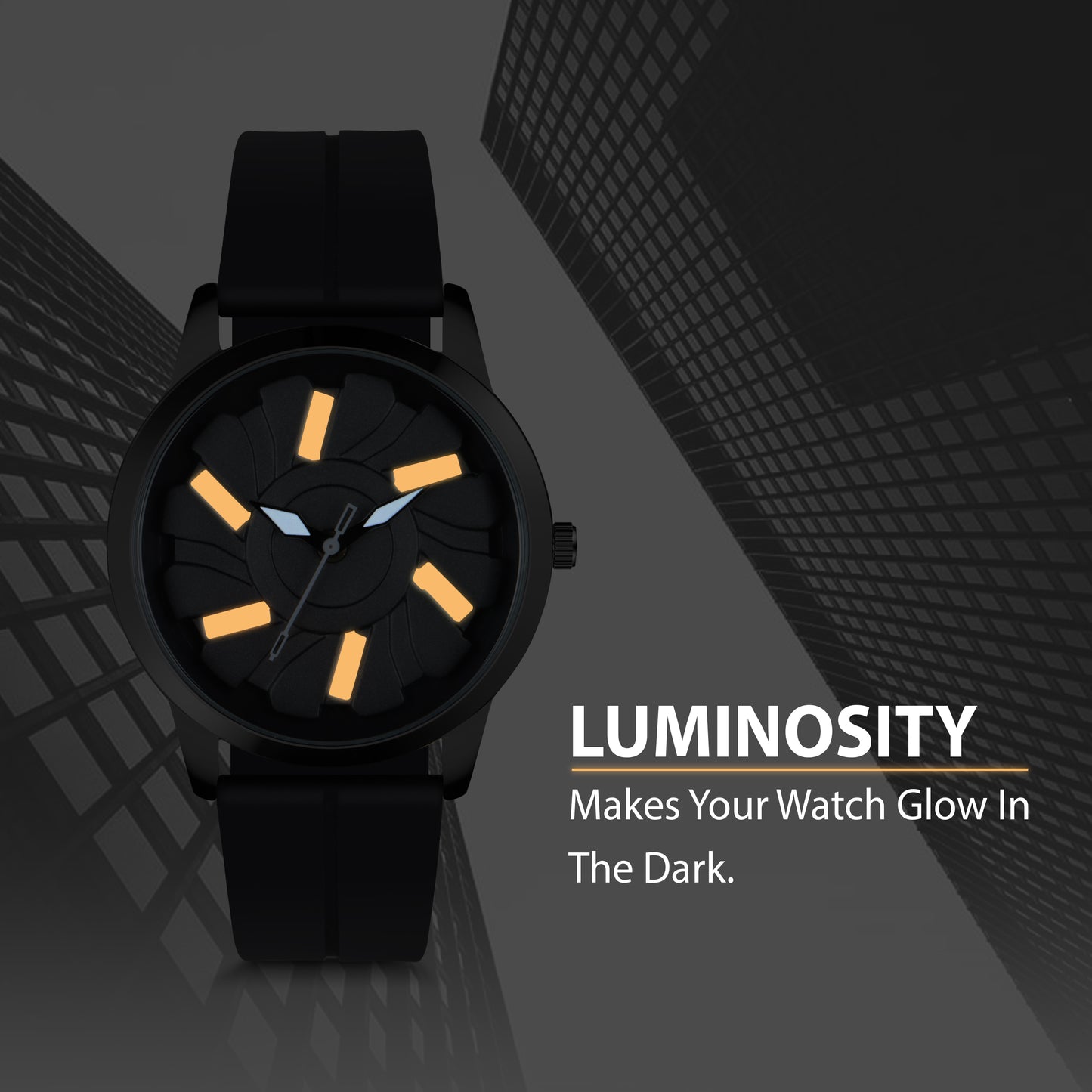 MotionX Rotating Dial With Radium Inside Black Mens Analog Watch