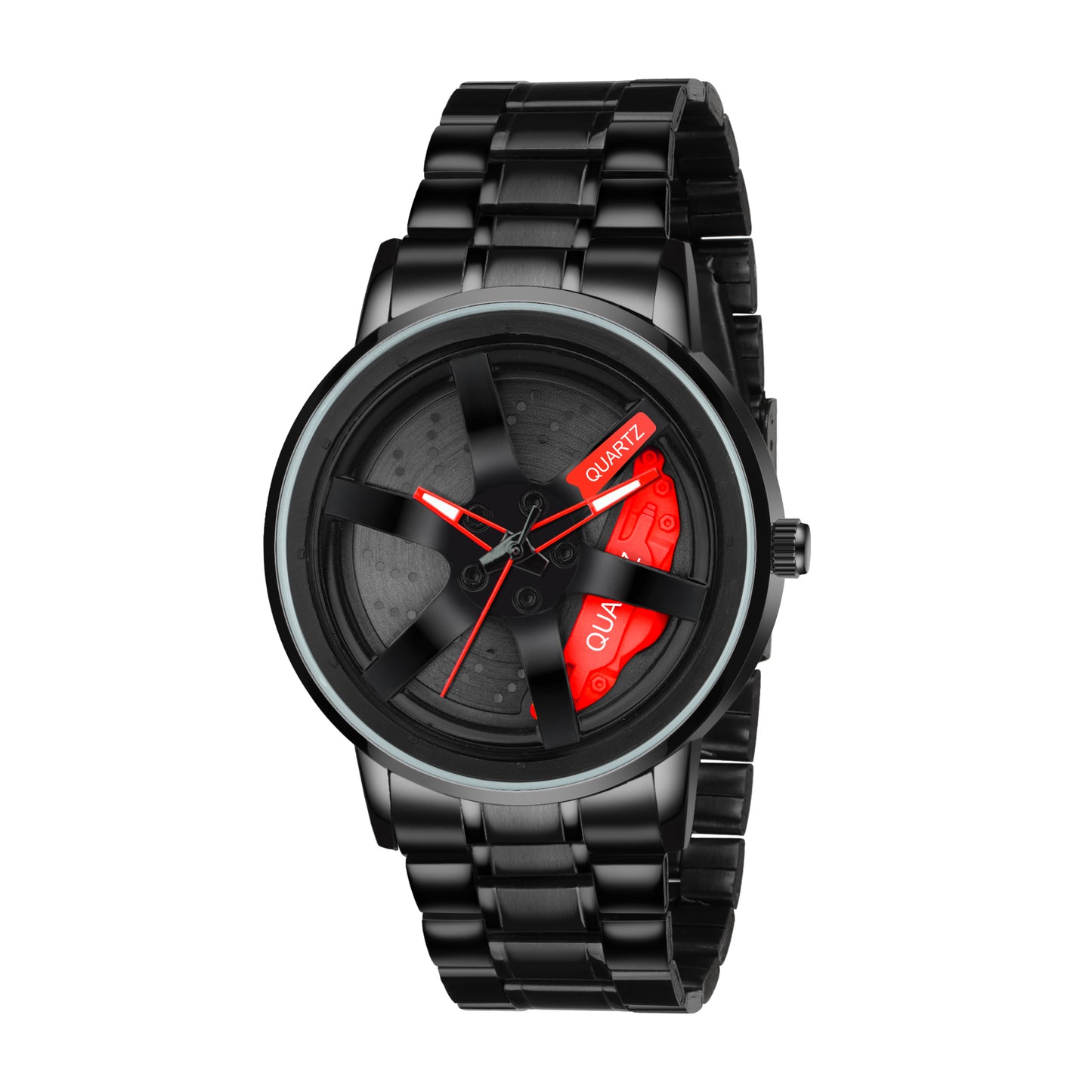 MotionX Spinning Car Wheel Dial Chain Strap Analog Watch for Men