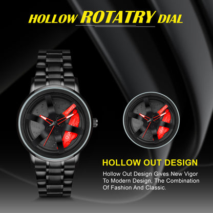 MotionX Spinning Car Wheel Dial Chain Strap Analog Watch for Men