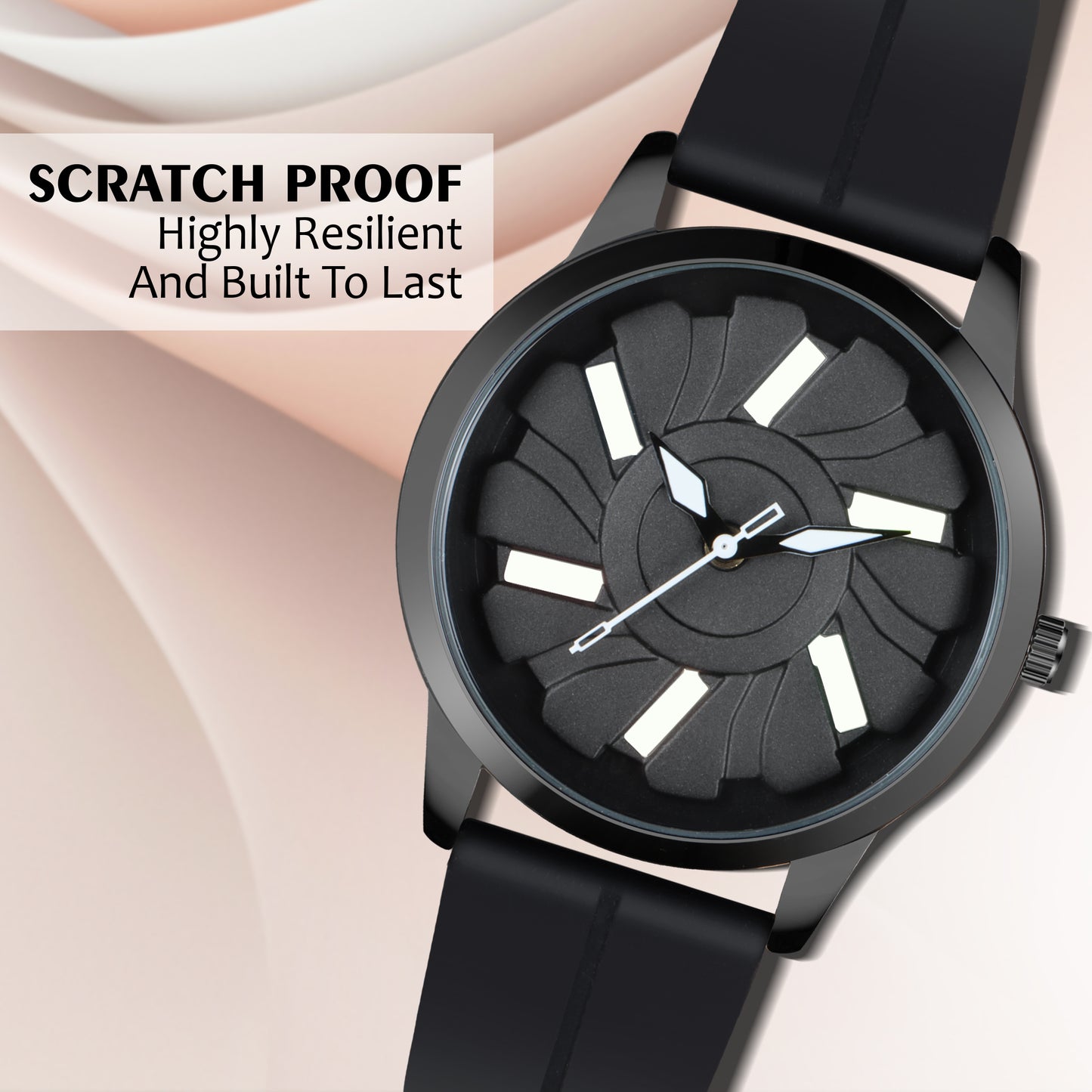 MotionX Rotating Dial With Radium Inside Black Mens Analog Watch