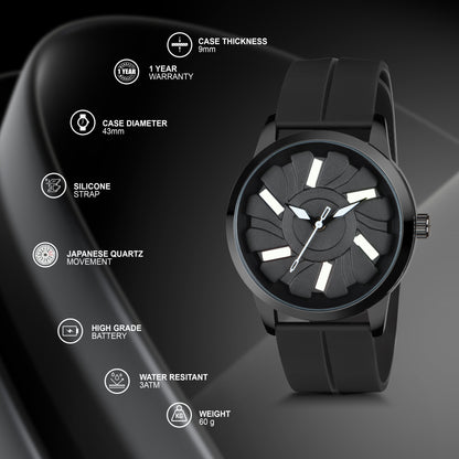 MotionX Rotating Dial With Radium Inside Black Mens Analog Watch