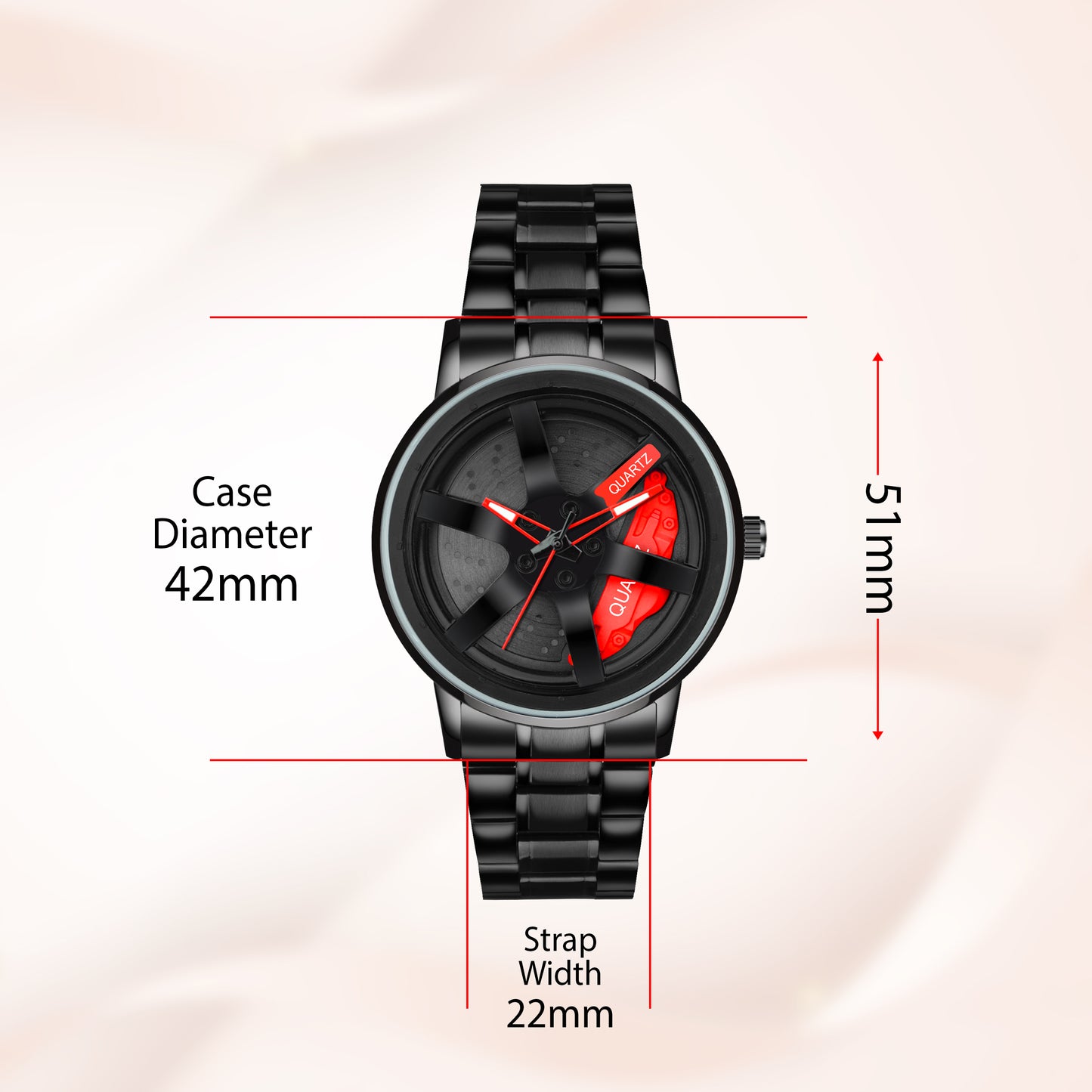 MotionX Spinning Car Wheel Dial Chain Strap Analog Watch for Men