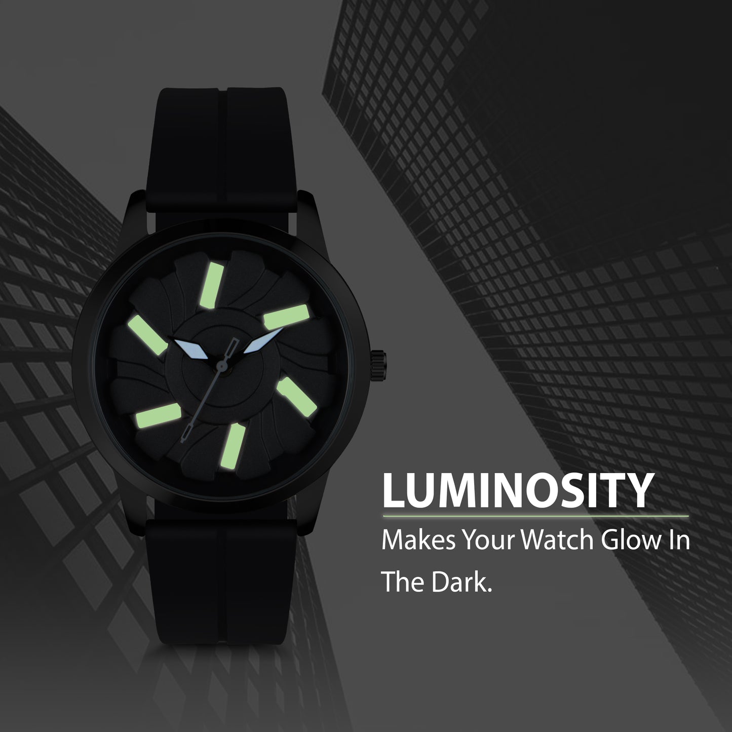 MotionX Rotating Dial With Radium Inside Black Mens Analog Watch