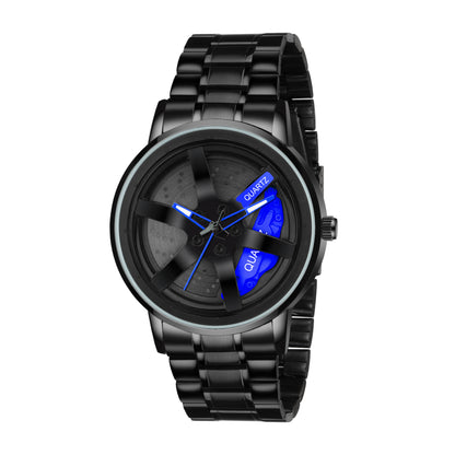 MotionX Spinning Car Wheel Dial Chain Strap Analog Watch for Men