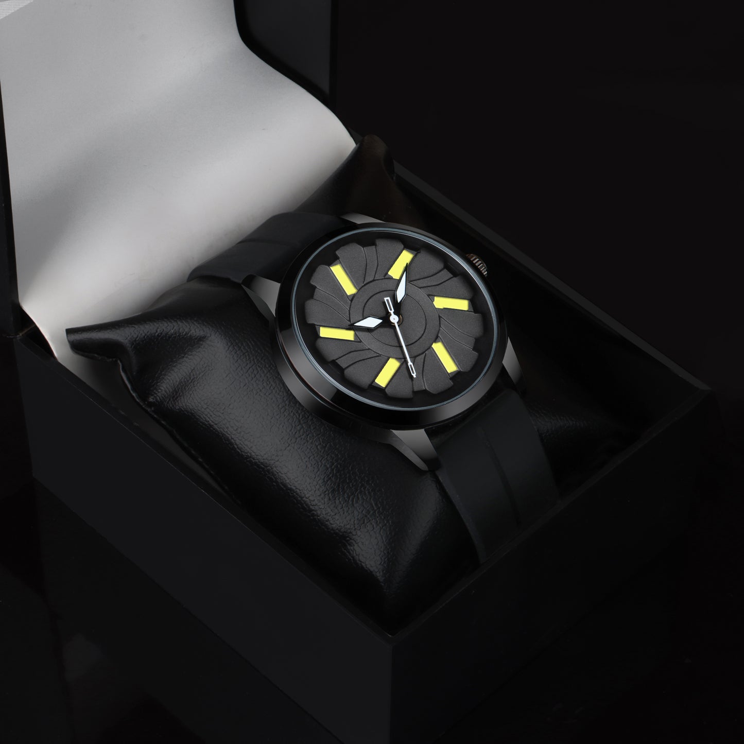 MotionX Rotating Dial With Radium Inside Black Mens Analog Watch