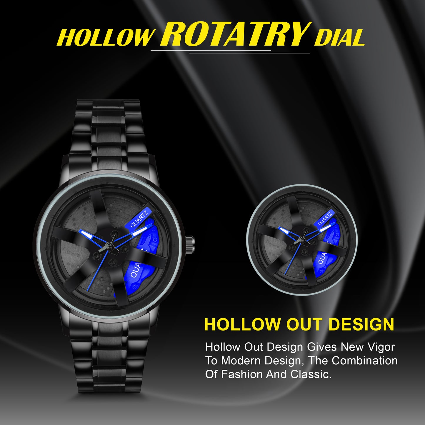 MotionX Spinning Car Wheel Dial Chain Strap Analog Watch for Men