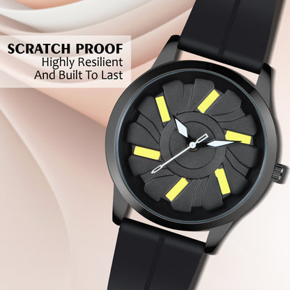 MotionX Rotating Dial With Radium Inside Black Mens Analog Watch