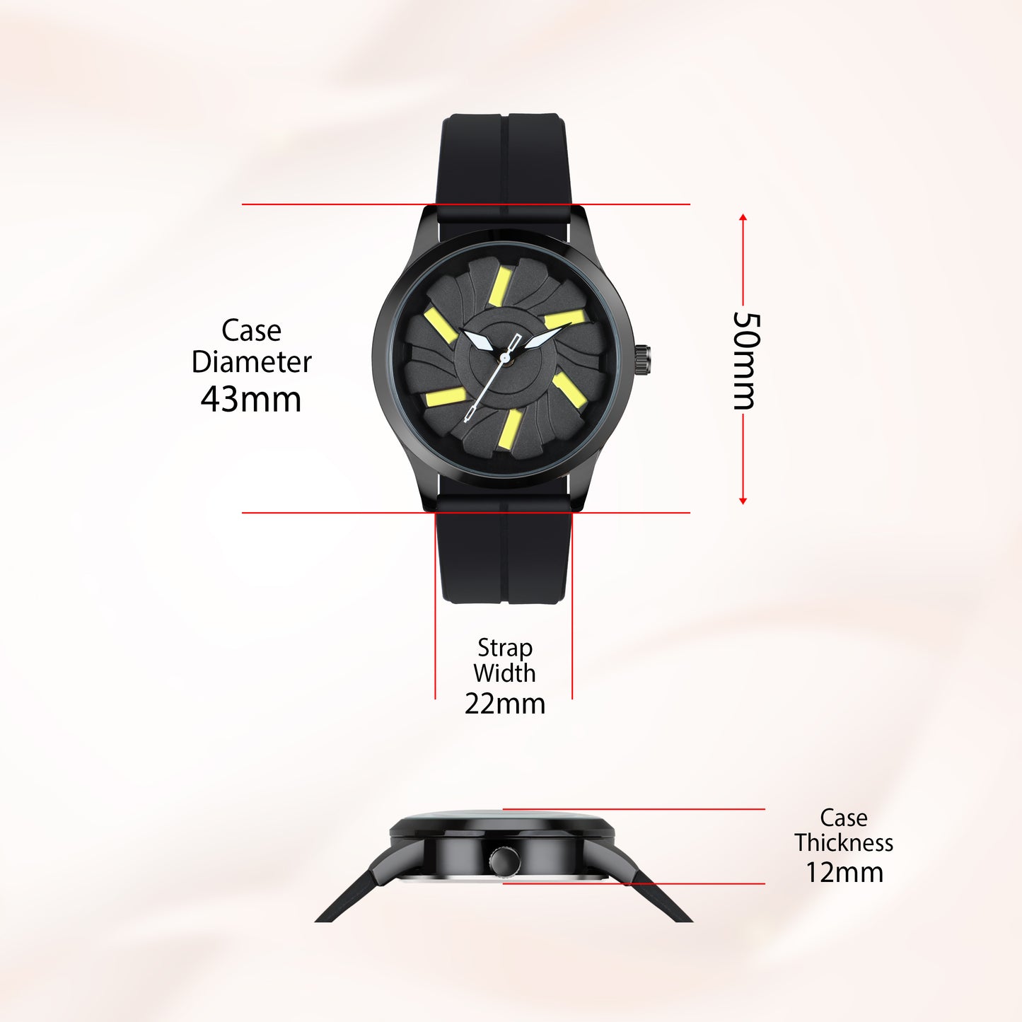 MotionX Rotating Dial With Radium Inside Black Mens Analog Watch