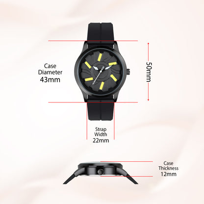 MotionX Rotating Dial With Radium Inside Black Mens Analog Watch