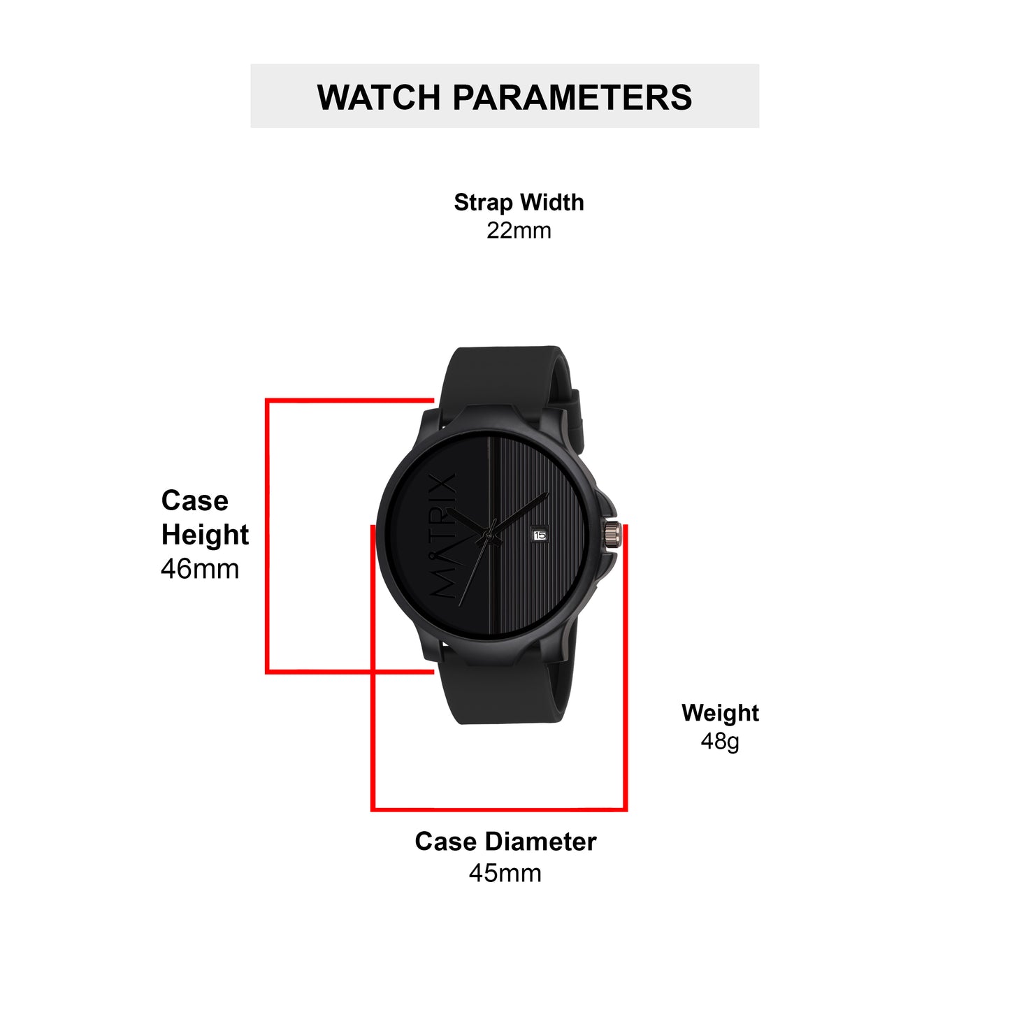 Matrix Day & Date Silicone Strap Analog Watch For Men & Boys