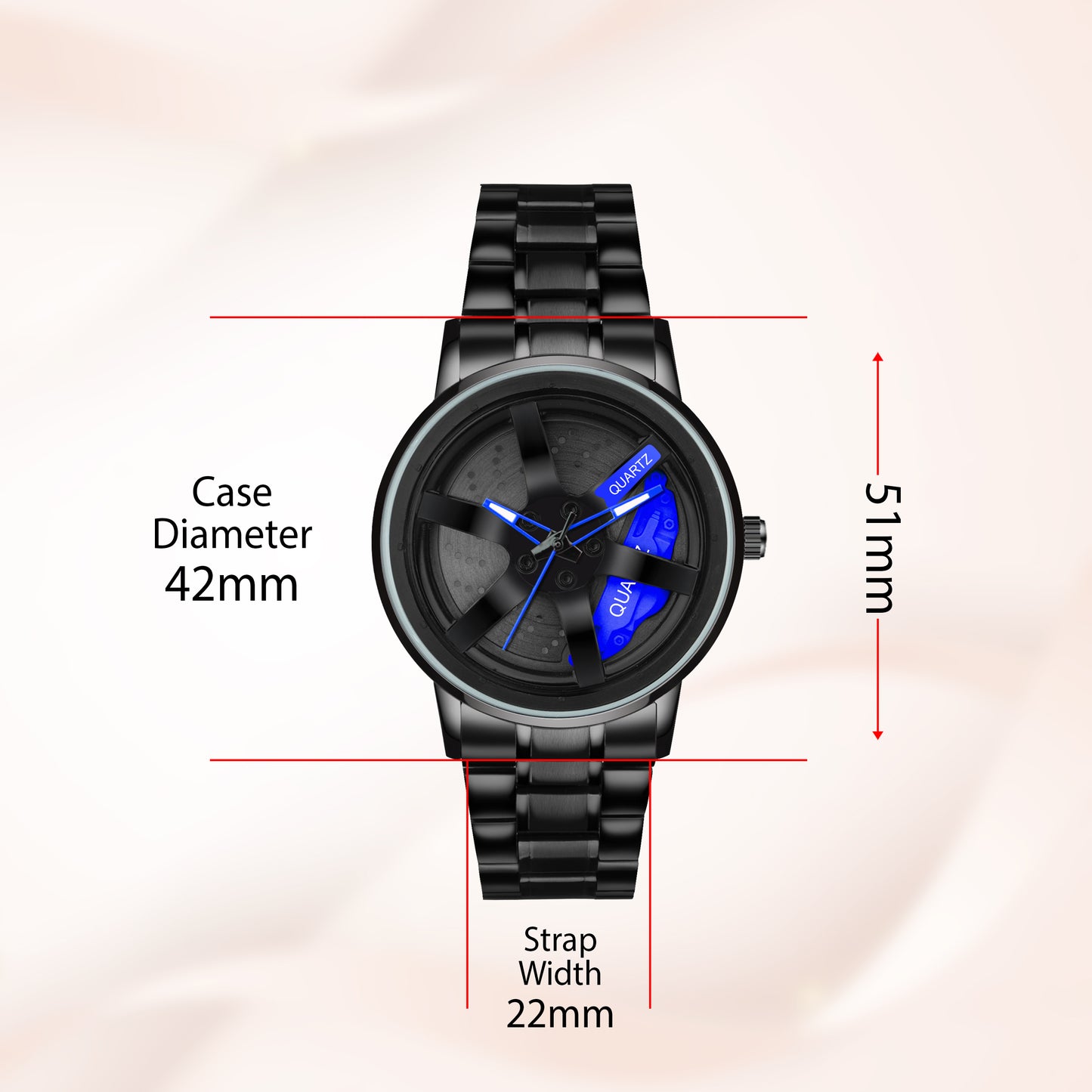 MotionX Spinning Car Wheel Dial Chain Strap Analog Watch for Men