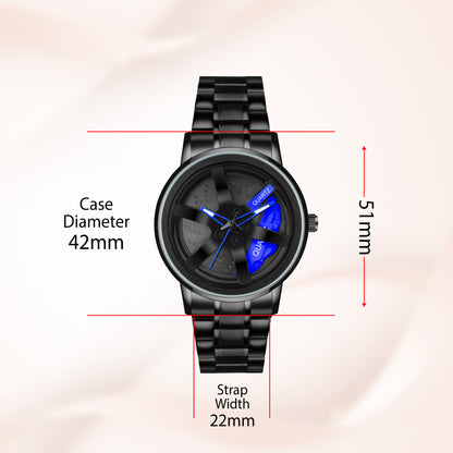 MotionX Spinning Car Wheel Dial Chain Strap Analog Watch for Men