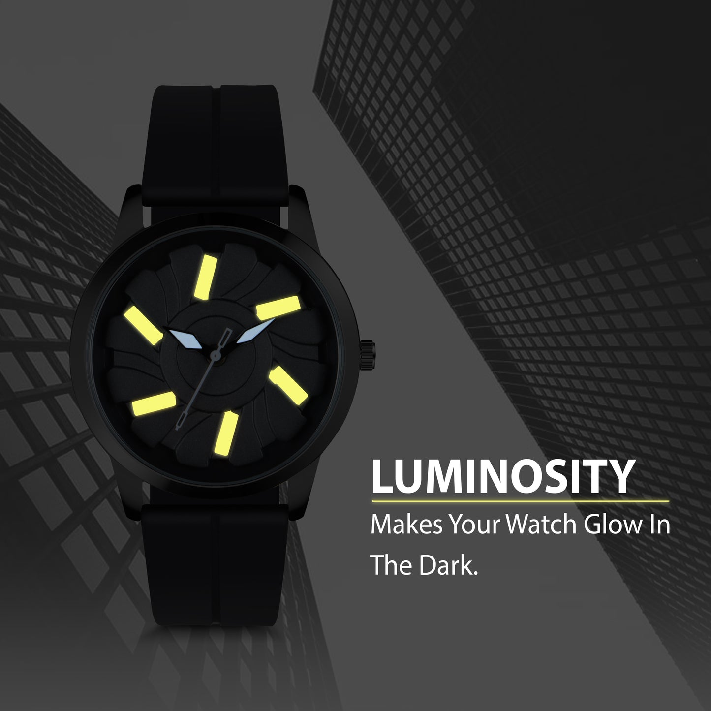 MotionX Rotating Dial With Radium Inside Black Mens Analog Watch