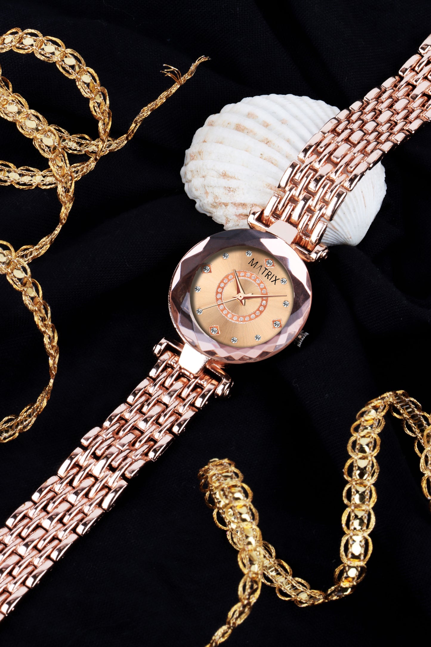 Matrix Moments Collection | Diamond Cut Glass Bracelet Style Watch For Women