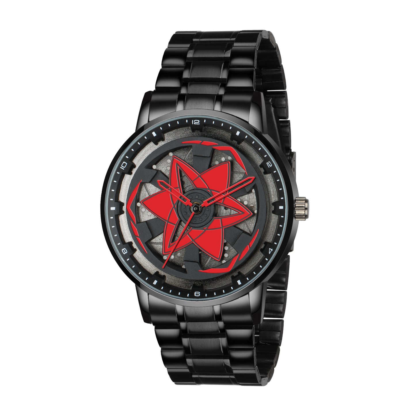 MotionX Spinning Car Wheel Dial Chain Strap Analog Watch for Men