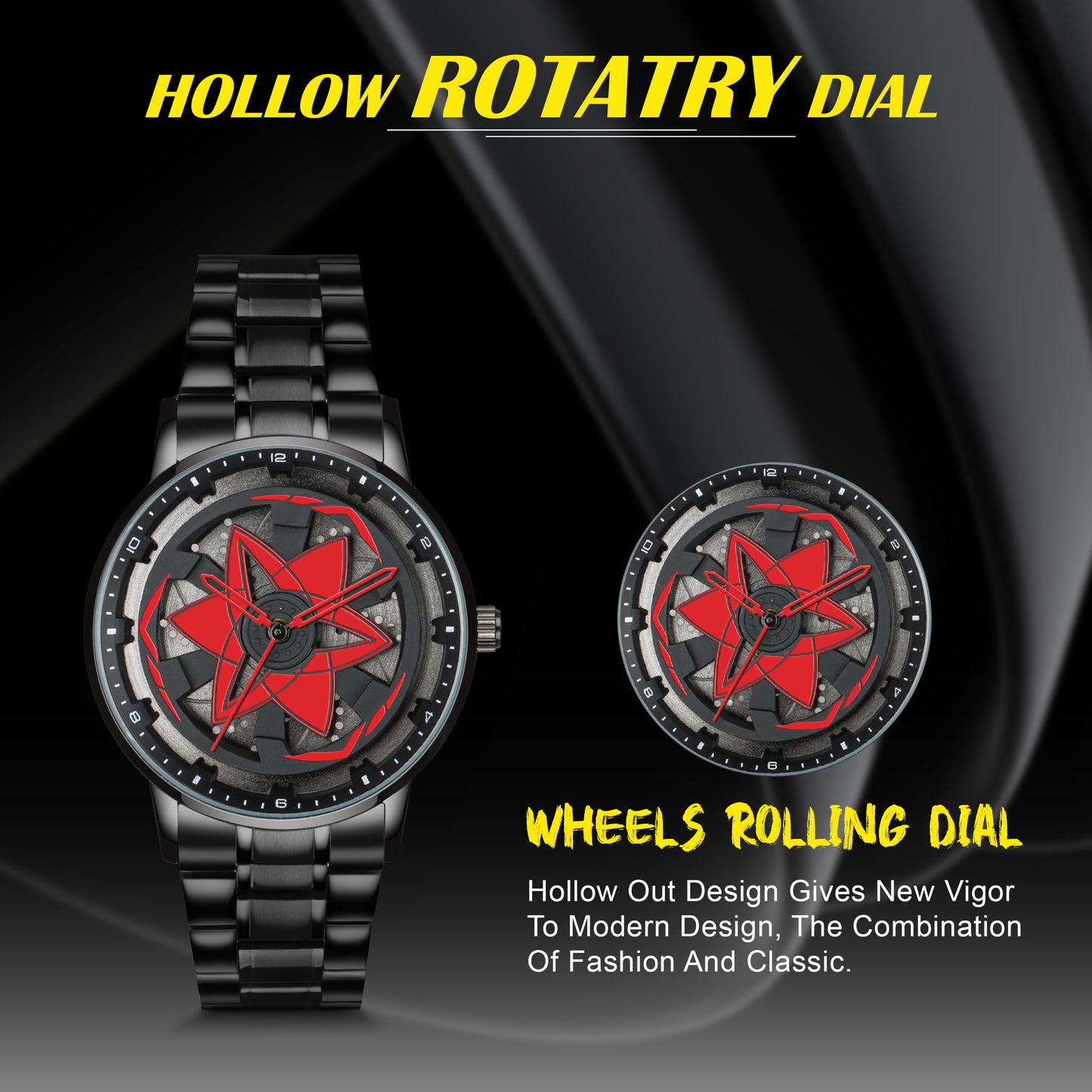 MotionX Spinning Car Wheel Dial Chain Strap Analog Watch for Men