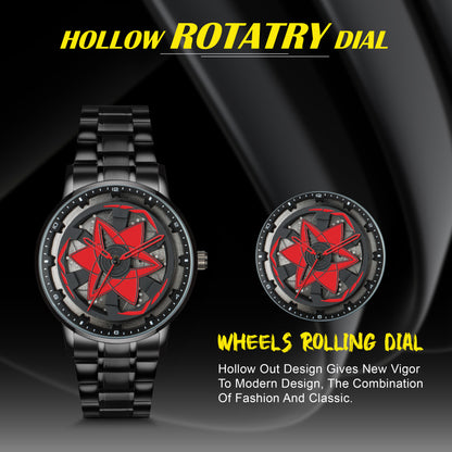 MotionX Spinning Car Wheel Dial Chain Strap Analog Watch for Men