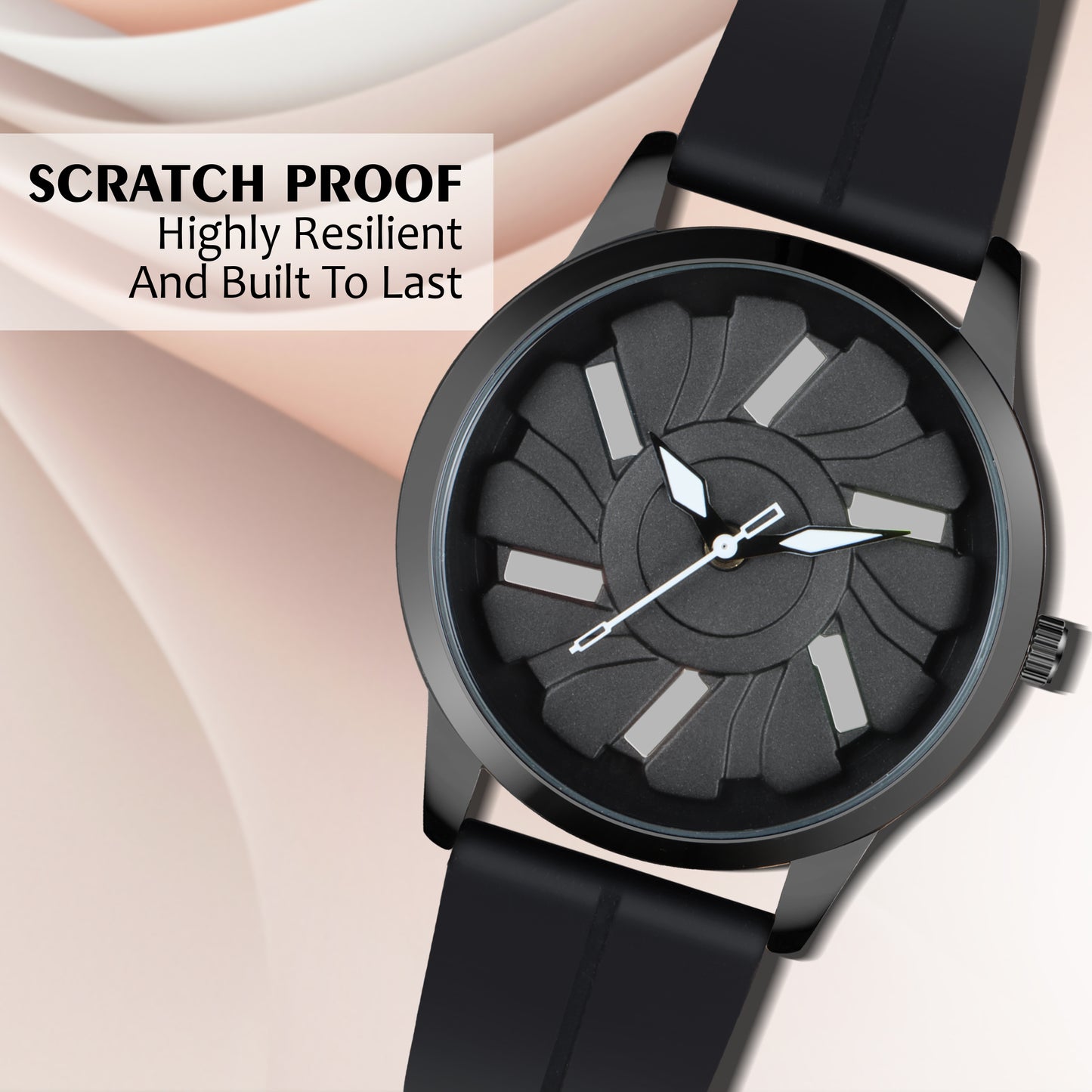 MotionX Rotating Dial With Radium Inside Black Mens Analog Watch