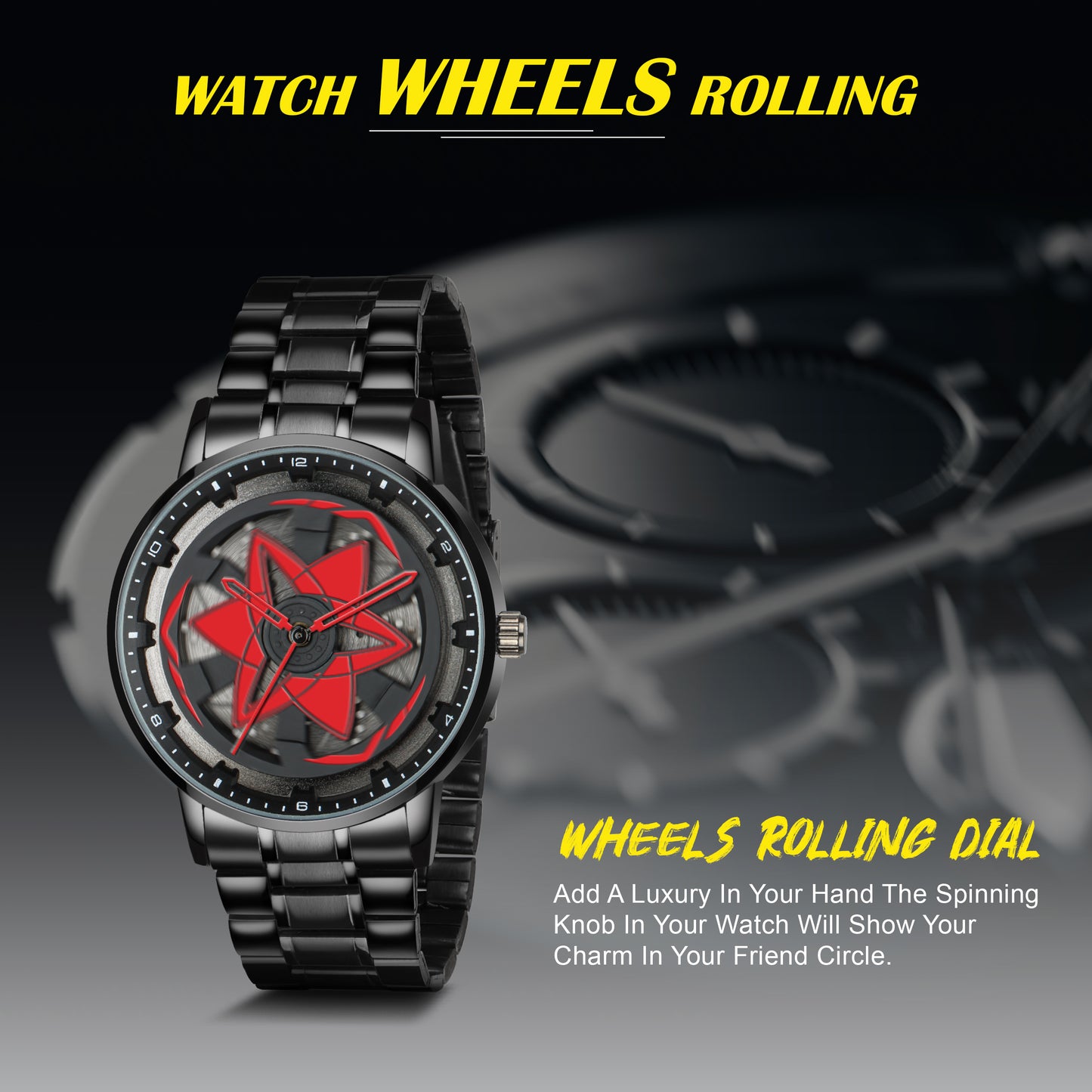MotionX Spinning Car Wheel Dial Chain Strap Analog Watch for Men