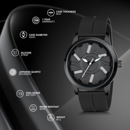 MotionX Rotating Dial With Radium Inside Black Mens Analog Watch