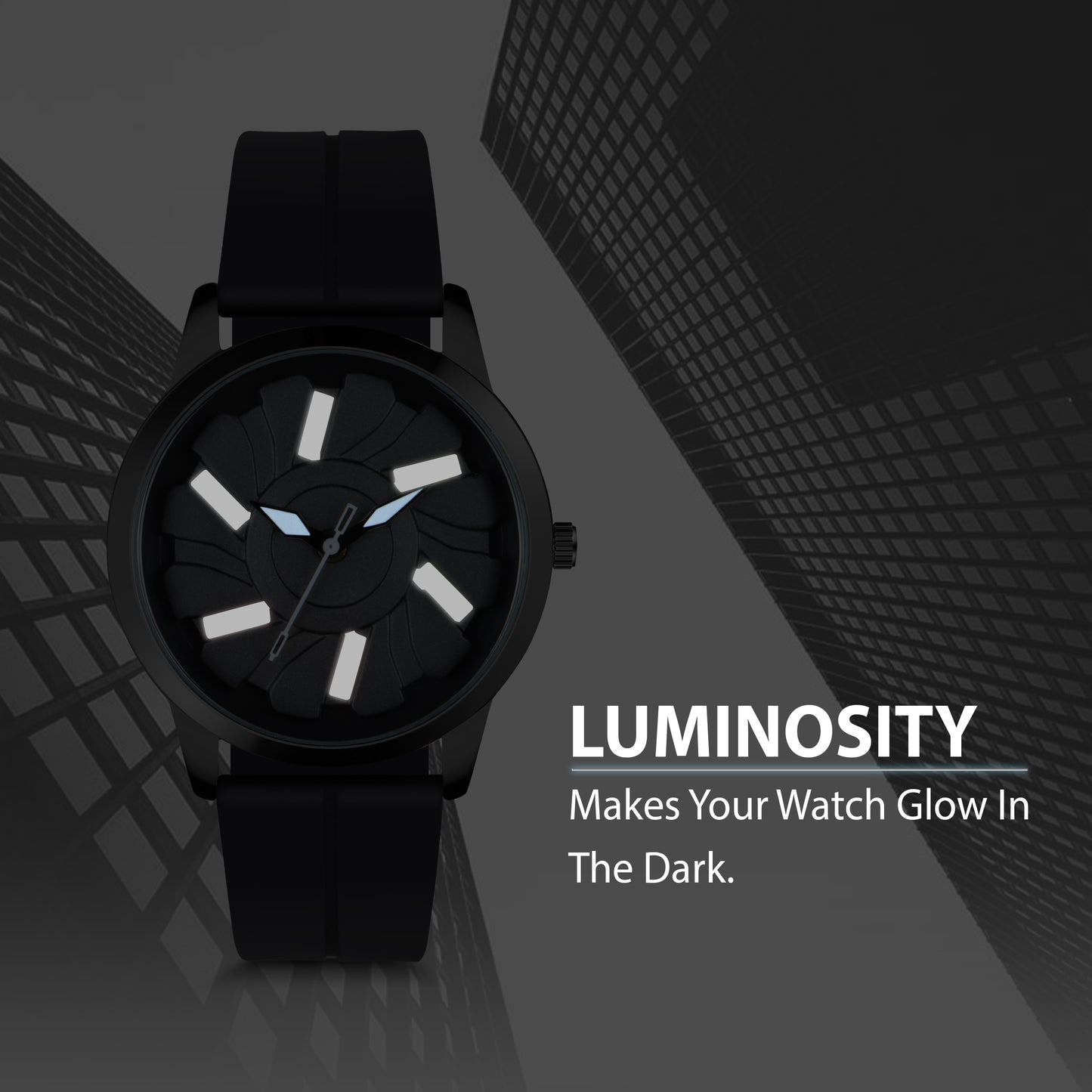 MotionX Rotating Dial With Radium Inside Black Mens Analog Watch