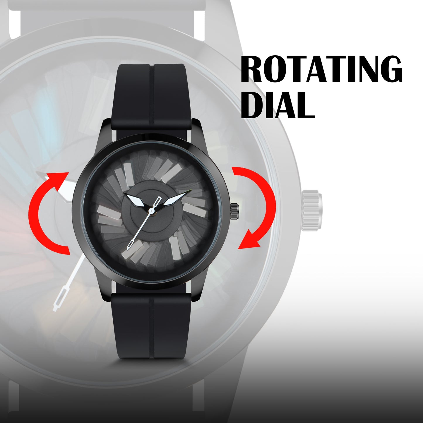 MotionX Rotating Dial With Radium Inside Black Mens Analog Watch