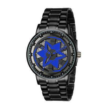 MotionX Spinning Car Wheel Dial Chain Strap Analog Watch for Men
