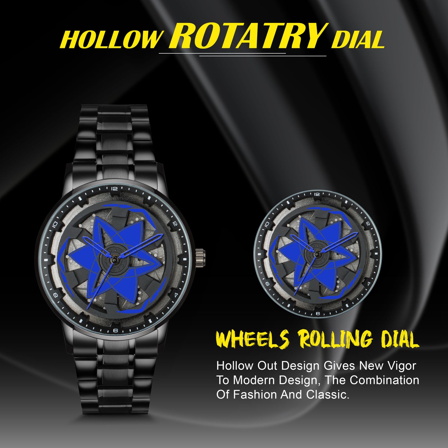 MotionX Spinning Car Wheel Dial Chain Strap Analog Watch for Men