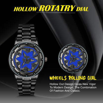 MotionX Spinning Car Wheel Dial Chain Strap Analog Watch for Men