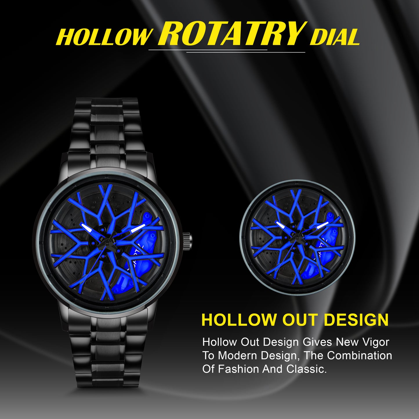 MotionX Spinning Car Wheel Dial Chain Strap Analog Watch for Men