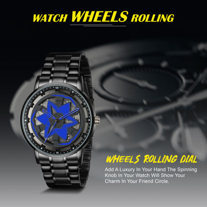 MotionX Spinning Car Wheel Dial Chain Strap Analog Watch for Men