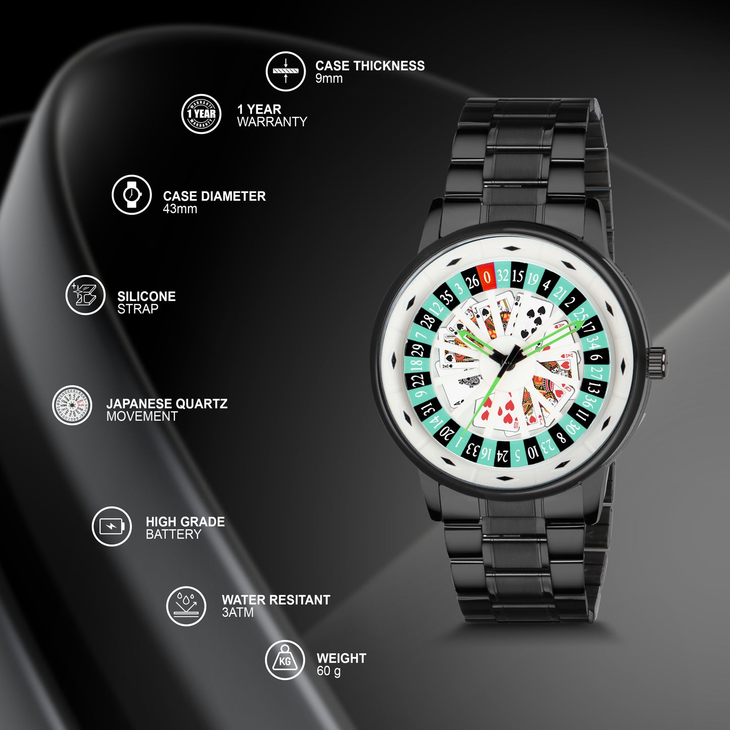 Matrix MotionX Rotating Roulette Dial With Stainless Steel Strap Analog Watch for Men