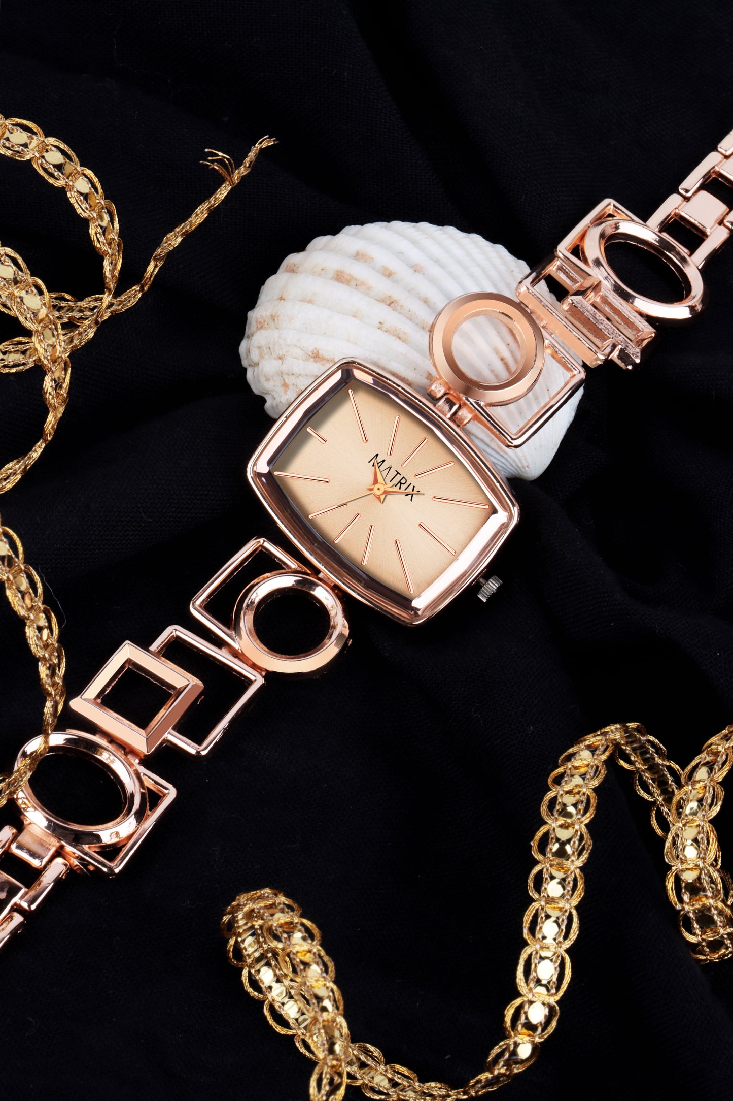 Matrix Timepiece Blush Collection | Designer Bracelet Chain Watch for Women